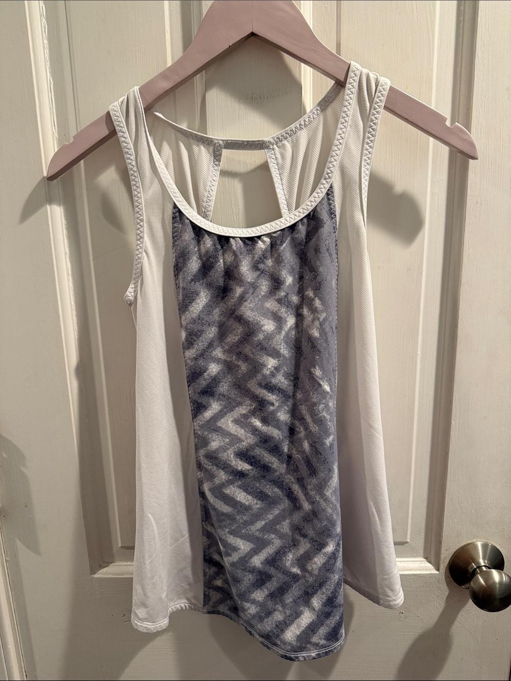 lululemon athletica White Tank Top with Gray Chevron Front